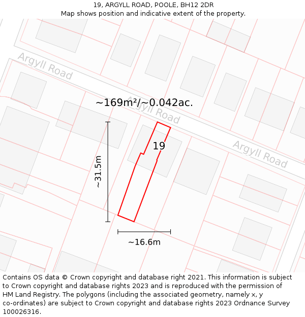 19, ARGYLL ROAD, POOLE, BH12 2DR: Plot and title map