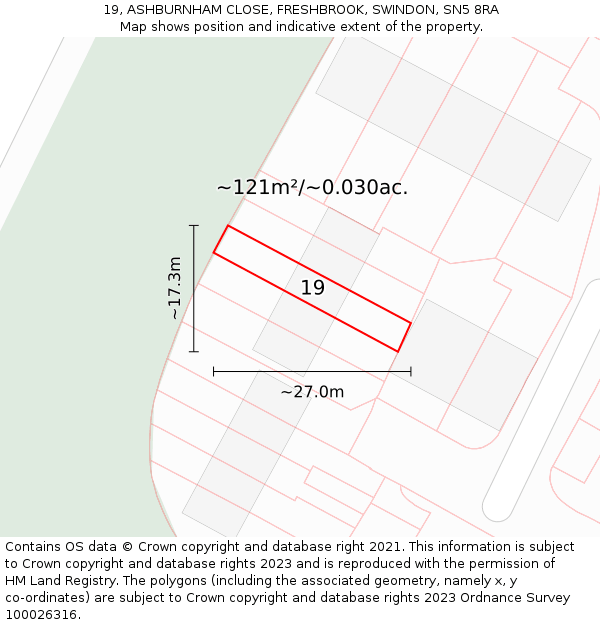 19, ASHBURNHAM CLOSE, FRESHBROOK, SWINDON, SN5 8RA: Plot and title map