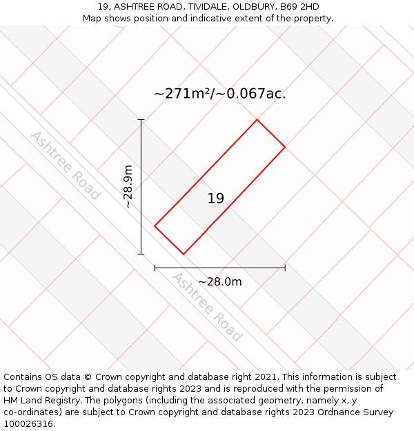 19, ASHTREE ROAD, TIVIDALE, OLDBURY, B69 2HD: Plot and title map