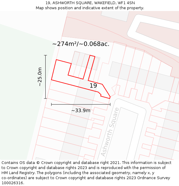 19, ASHWORTH SQUARE, WAKEFIELD, WF1 4SN: Plot and title map