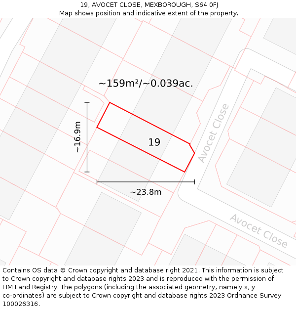 19, AVOCET CLOSE, MEXBOROUGH, S64 0FJ: Plot and title map
