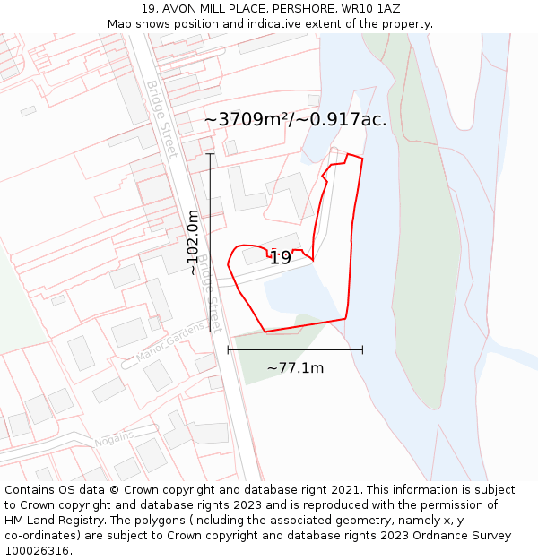 19, AVON MILL PLACE, PERSHORE, WR10 1AZ: Plot and title map