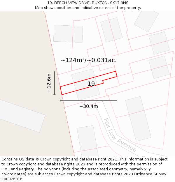 19, BEECH VIEW DRIVE, BUXTON, SK17 9NS: Plot and title map