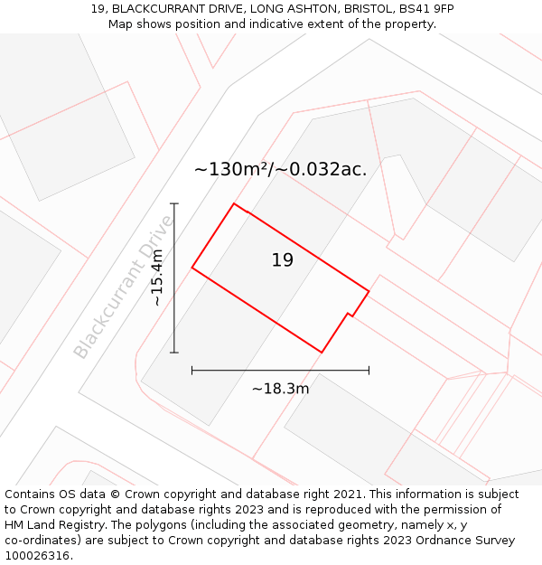 19, BLACKCURRANT DRIVE, LONG ASHTON, BRISTOL, BS41 9FP: Plot and title map