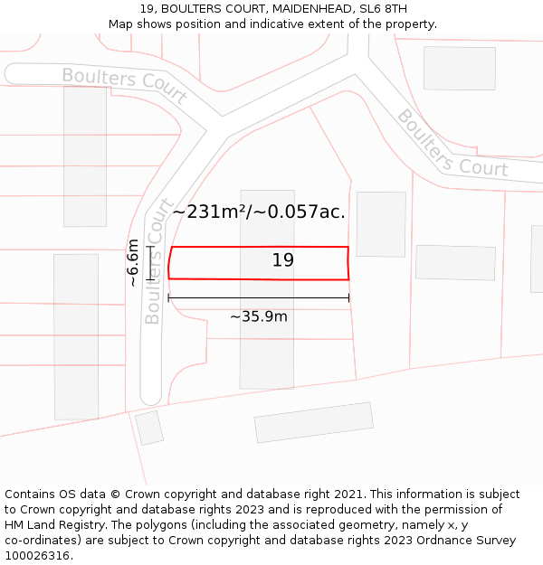 19, BOULTERS COURT, MAIDENHEAD, SL6 8TH: Plot and title map