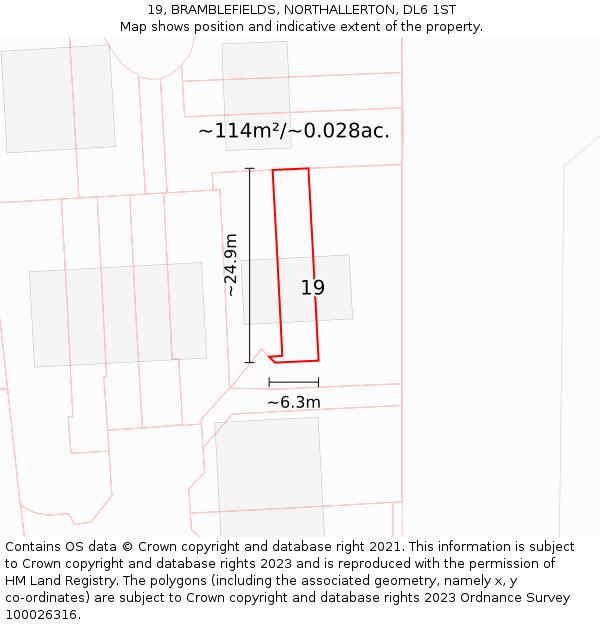 19, BRAMBLEFIELDS, NORTHALLERTON, DL6 1ST: Plot and title map