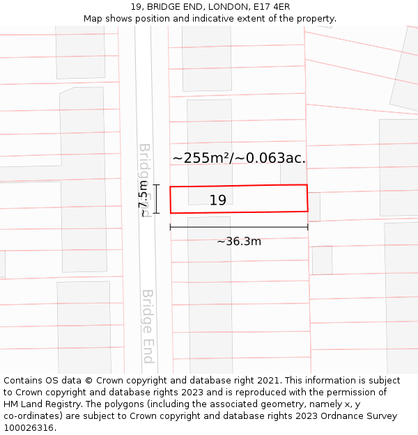 19, BRIDGE END, LONDON, E17 4ER: Plot and title map