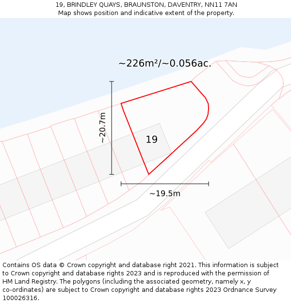 19, BRINDLEY QUAYS, BRAUNSTON, DAVENTRY, NN11 7AN: Plot and title map