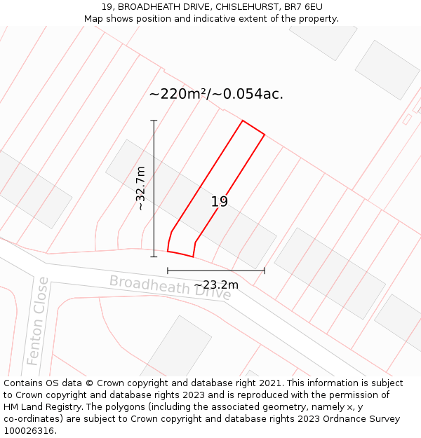 19, BROADHEATH DRIVE, CHISLEHURST, BR7 6EU: Plot and title map