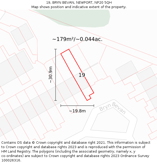 19, BRYN BEVAN, NEWPORT, NP20 5QH: Plot and title map
