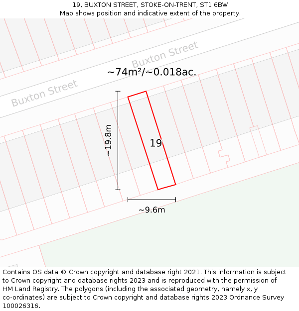 19, BUXTON STREET, STOKE-ON-TRENT, ST1 6BW: Plot and title map