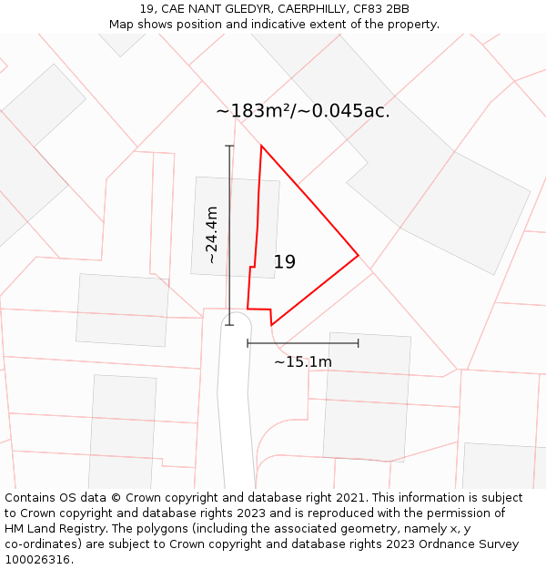 19, CAE NANT GLEDYR, CAERPHILLY, CF83 2BB: Plot and title map
