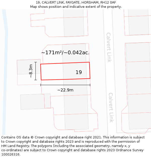 19, CALVERT LINK, FAYGATE, HORSHAM, RH12 0AF: Plot and title map