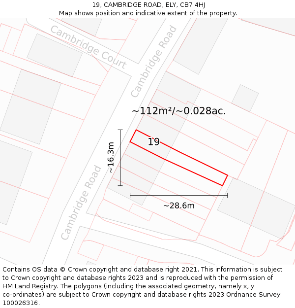 19, CAMBRIDGE ROAD, ELY, CB7 4HJ: Plot and title map
