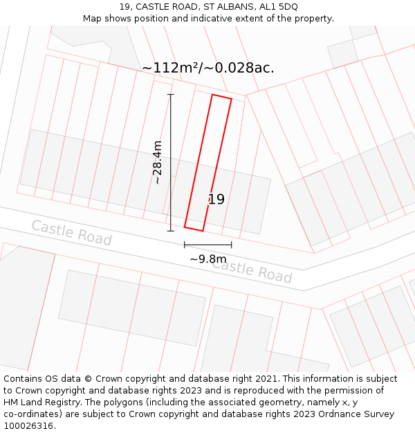 19, CASTLE ROAD, ST ALBANS, AL1 5DQ: Plot and title map