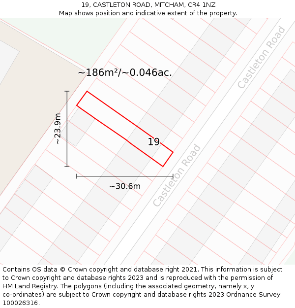 19, CASTLETON ROAD, MITCHAM, CR4 1NZ: Plot and title map