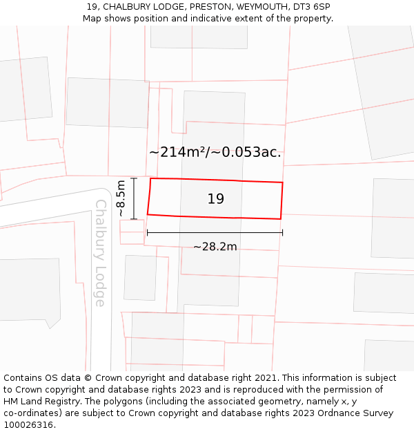 19, CHALBURY LODGE, PRESTON, WEYMOUTH, DT3 6SP: Plot and title map