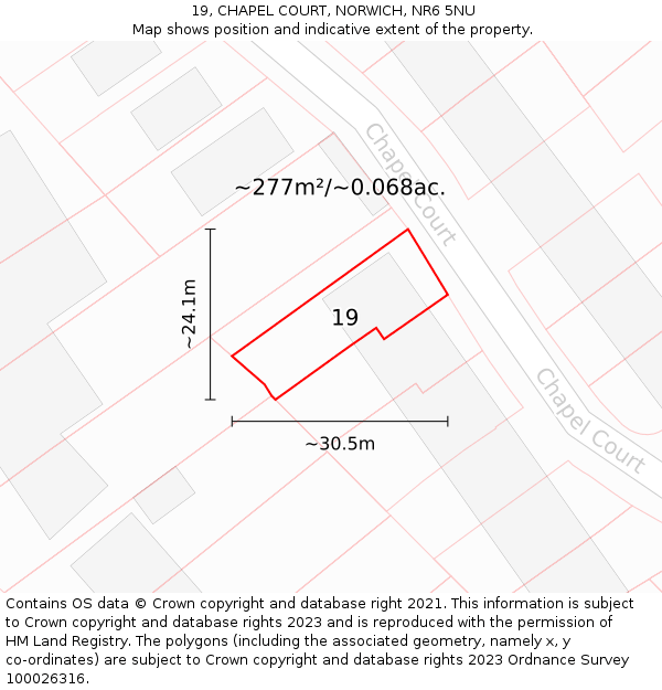 19, CHAPEL COURT, NORWICH, NR6 5NU: Plot and title map