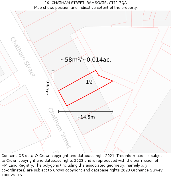 19, CHATHAM STREET, RAMSGATE, CT11 7QA: Plot and title map