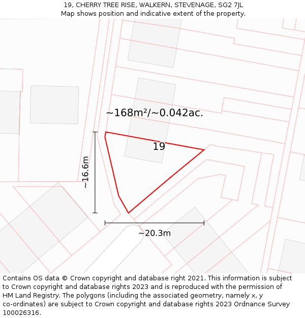 19, CHERRY TREE RISE, WALKERN, STEVENAGE, SG2 7JL: Plot and title map