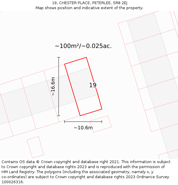 19, CHESTER PLACE, PETERLEE, SR8 2EJ: Plot and title map
