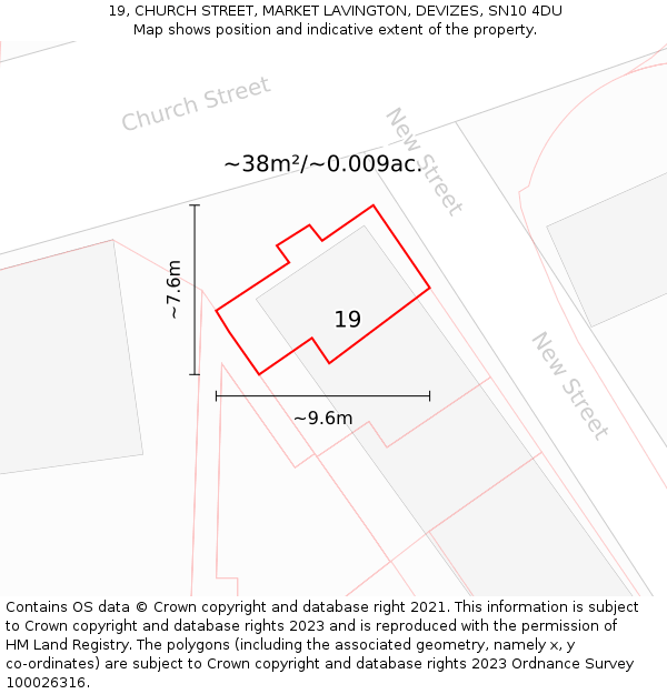 19, CHURCH STREET, MARKET LAVINGTON, DEVIZES, SN10 4DU: Plot and title map
