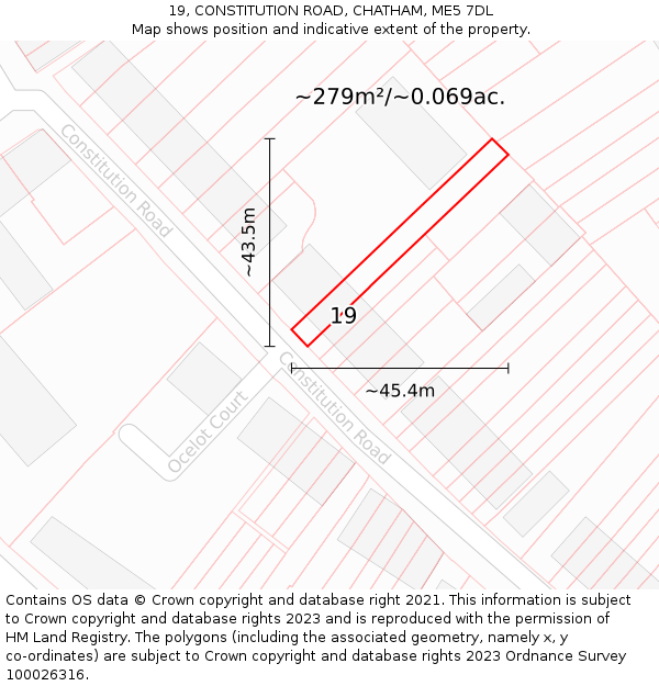 19, CONSTITUTION ROAD, CHATHAM, ME5 7DL: Plot and title map