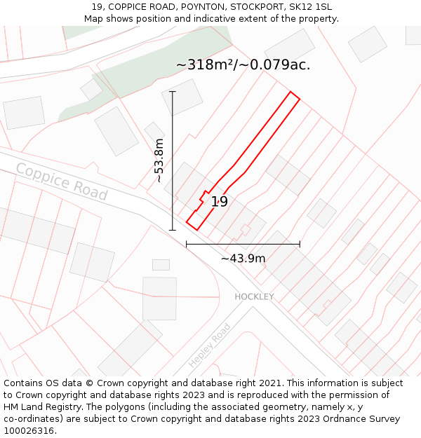 19, COPPICE ROAD, POYNTON, STOCKPORT, SK12 1SL: Plot and title map