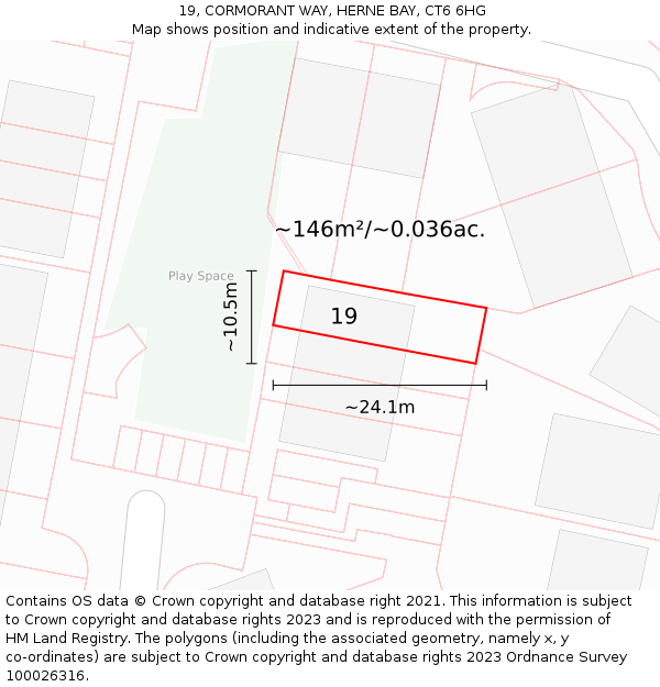 19, CORMORANT WAY, HERNE BAY, CT6 6HG: Plot and title map