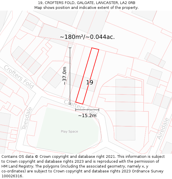 19, CROFTERS FOLD, GALGATE, LANCASTER, LA2 0RB: Plot and title map