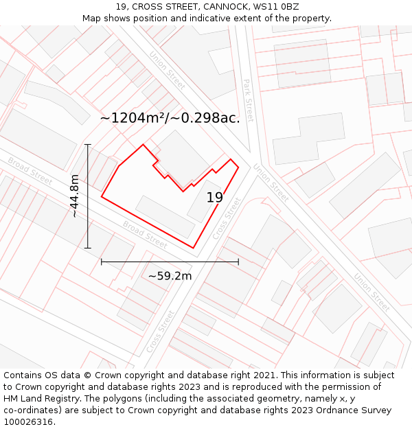 19, CROSS STREET, CANNOCK, WS11 0BZ: Plot and title map