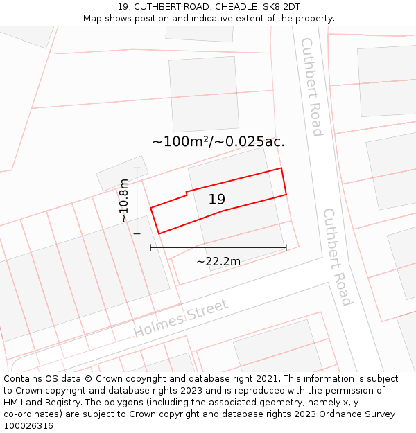 19, CUTHBERT ROAD, CHEADLE, SK8 2DT: Plot and title map