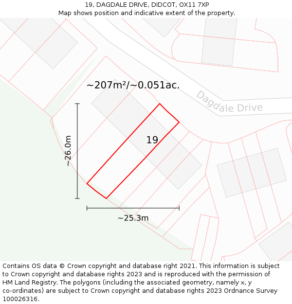 19, DAGDALE DRIVE, DIDCOT, OX11 7XP: Plot and title map