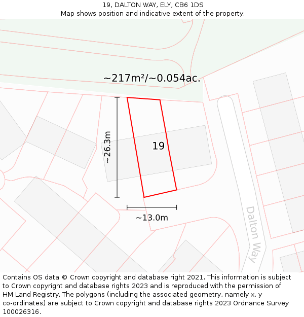 19, DALTON WAY, ELY, CB6 1DS: Plot and title map
