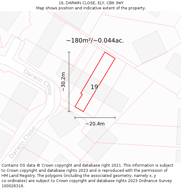 19, DARWIN CLOSE, ELY, CB6 3WY: Plot and title map