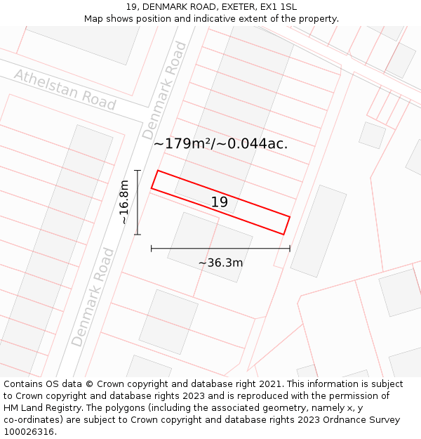 19, DENMARK ROAD, EXETER, EX1 1SL: Plot and title map