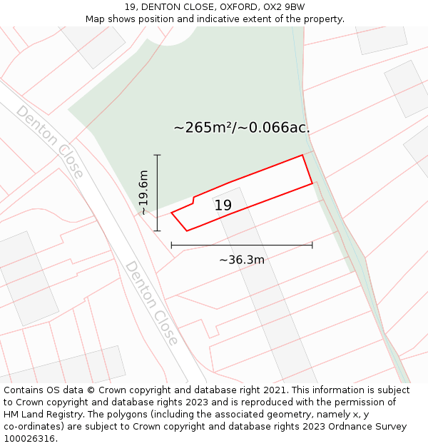 19, DENTON CLOSE, OXFORD, OX2 9BW: Plot and title map