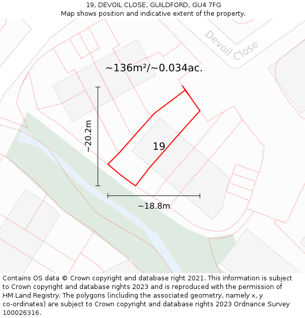 19, DEVOIL CLOSE, GUILDFORD, GU4 7FG: Plot and title map