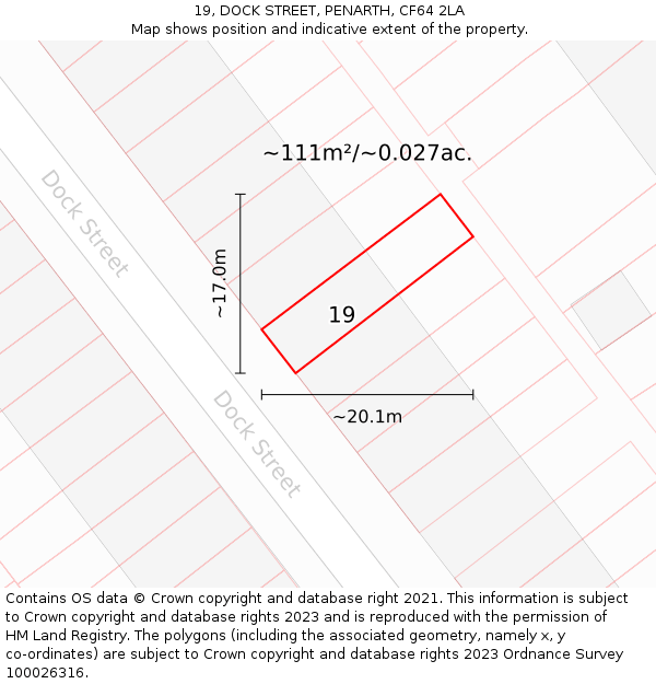 19, DOCK STREET, PENARTH, CF64 2LA: Plot and title map