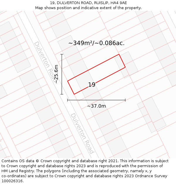19, DULVERTON ROAD, RUISLIP, HA4 9AE: Plot and title map