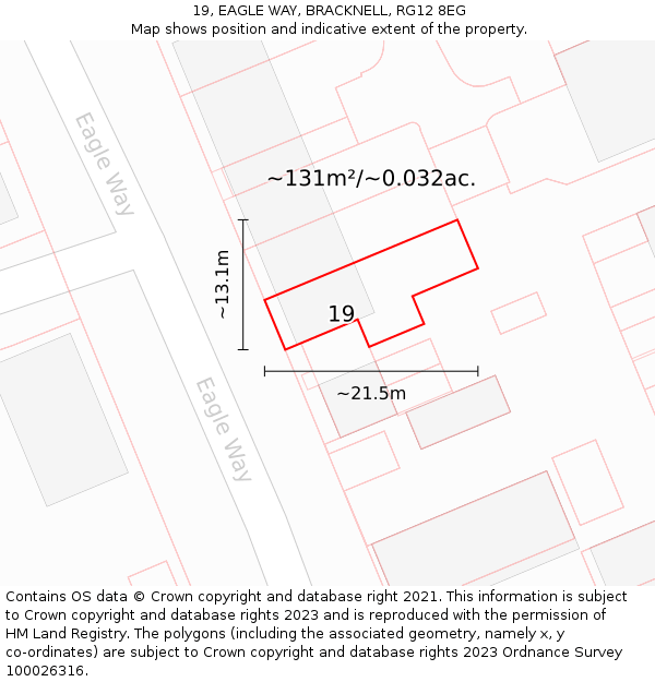 19, EAGLE WAY, BRACKNELL, RG12 8EG: Plot and title map