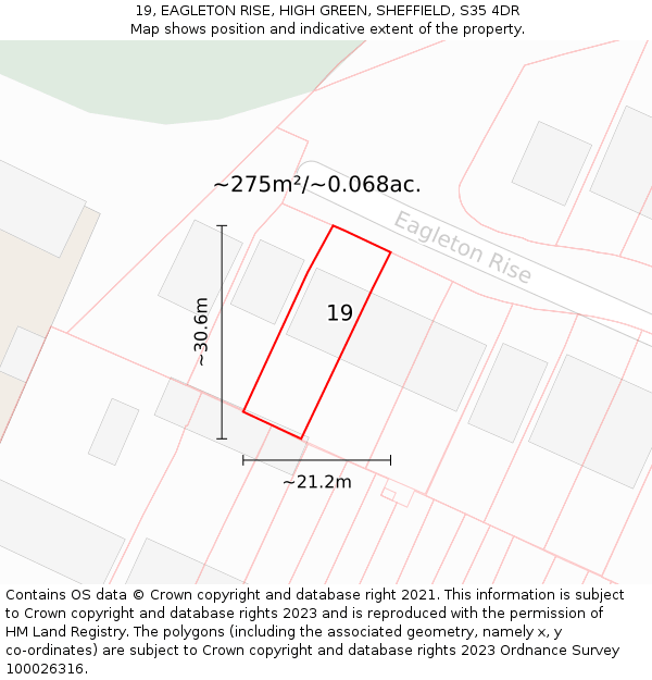19, EAGLETON RISE, HIGH GREEN, SHEFFIELD, S35 4DR: Plot and title map