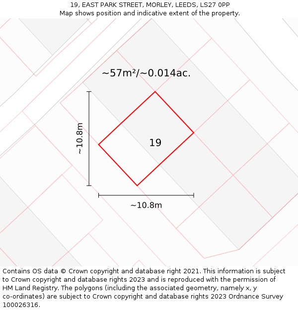 19, EAST PARK STREET, MORLEY, LEEDS, LS27 0PP: Plot and title map