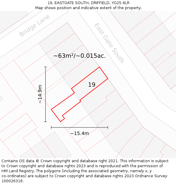 19, EASTGATE SOUTH, DRIFFIELD, YO25 6LR: Plot and title map