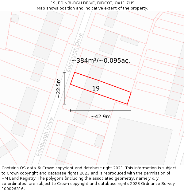 19, EDINBURGH DRIVE, DIDCOT, OX11 7HS: Plot and title map
