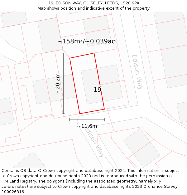 19, EDISON WAY, GUISELEY, LEEDS, LS20 9PX: Plot and title map