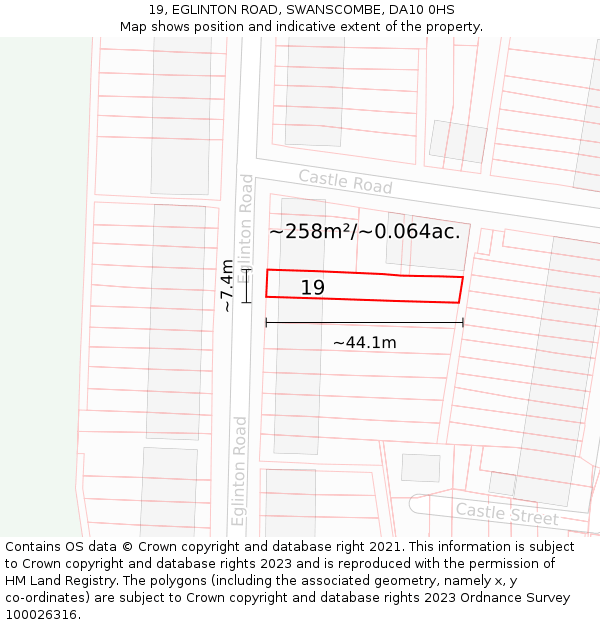 19, EGLINTON ROAD, SWANSCOMBE, DA10 0HS: Plot and title map