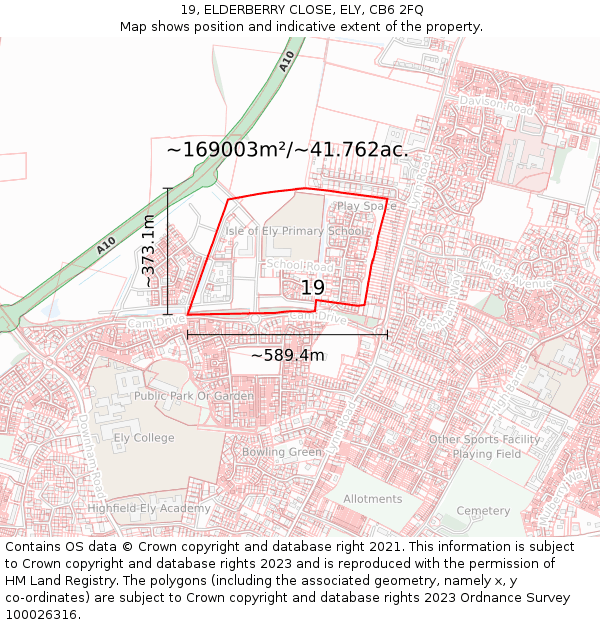 19, ELDERBERRY CLOSE, ELY, CB6 2FQ: Plot and title map