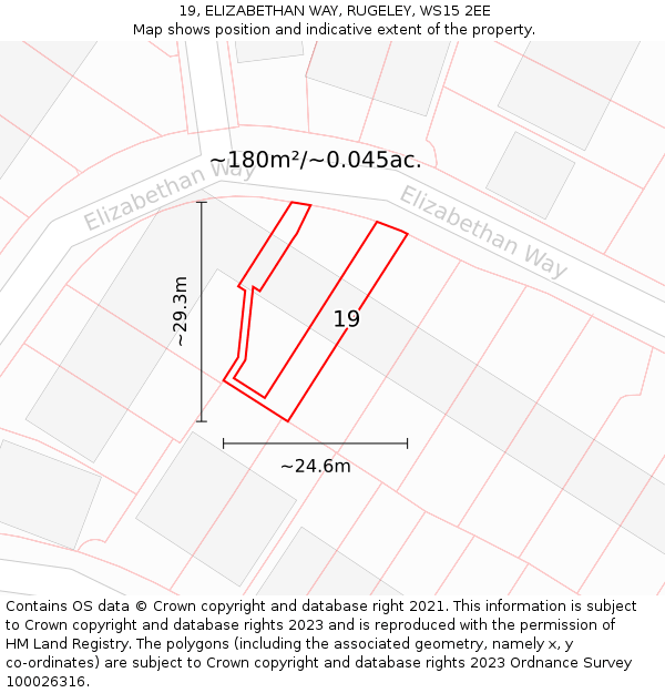 19, ELIZABETHAN WAY, RUGELEY, WS15 2EE: Plot and title map