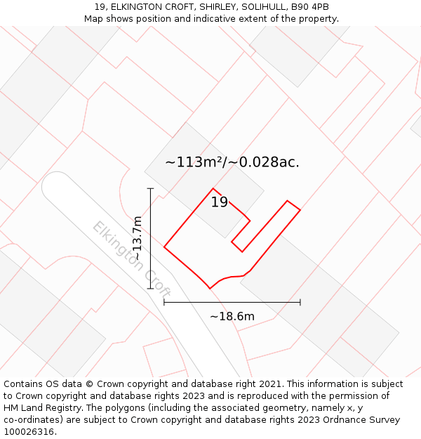 19, ELKINGTON CROFT, SHIRLEY, SOLIHULL, B90 4PB: Plot and title map